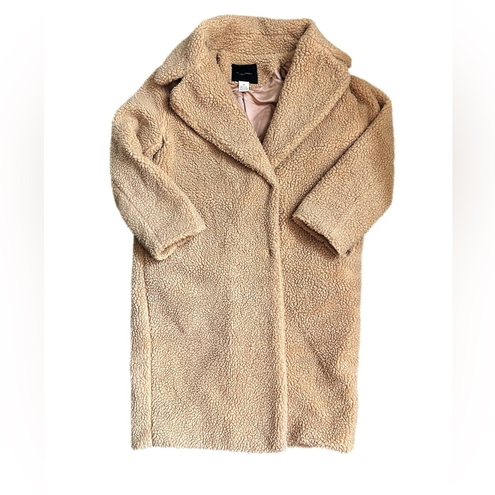 Italian designer Mariella Rosati tan Sherpa teddy coat size medium